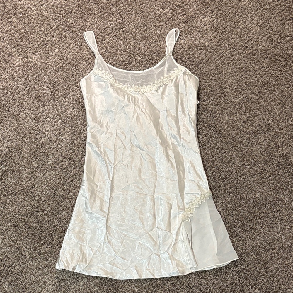 Elegant White Satin Chemise